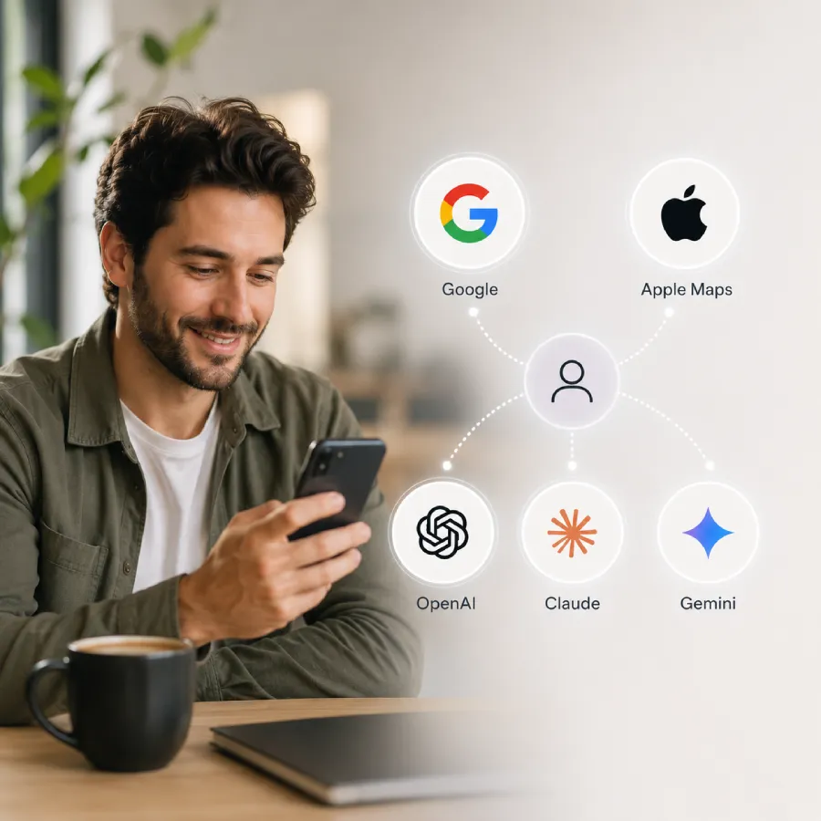 Small business owner managing their location across Google, Apple and other platforms